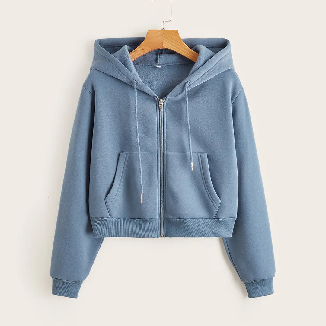Women's fashion hooded crop top, ideal for a stylish, everyday casual look.