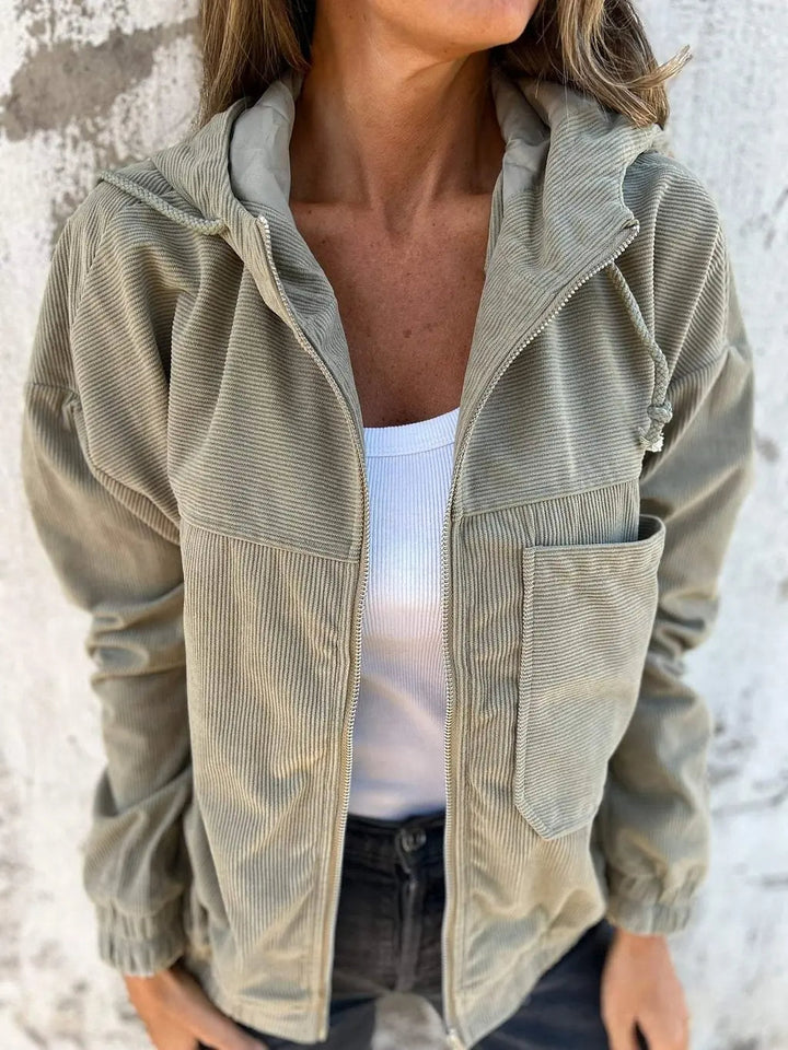 Versatile women's hooded jacket, comfort fit, perfect for everyday casual style in fall & winter.