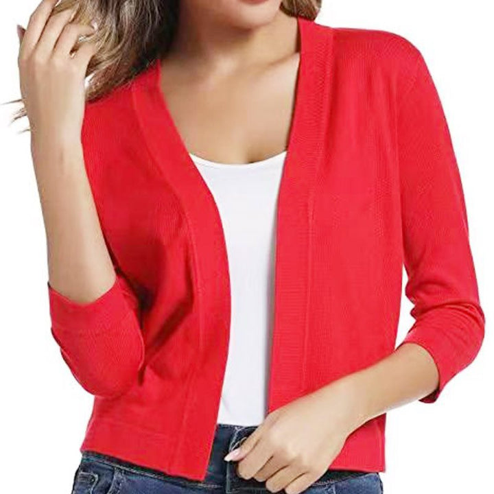 Women's comfortable 3/4 sleeve open front cardigan, great for any casual occasion.