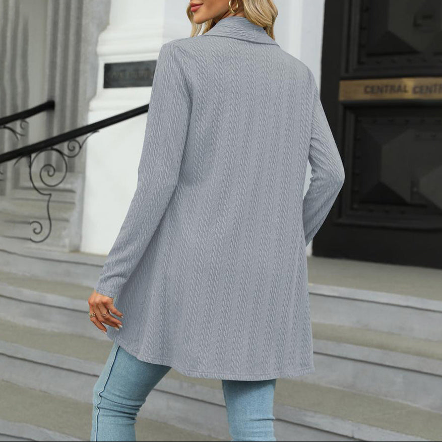 Lightweight women's open front long cardigan, a versatile layering piece for spring fashion & fall essential.