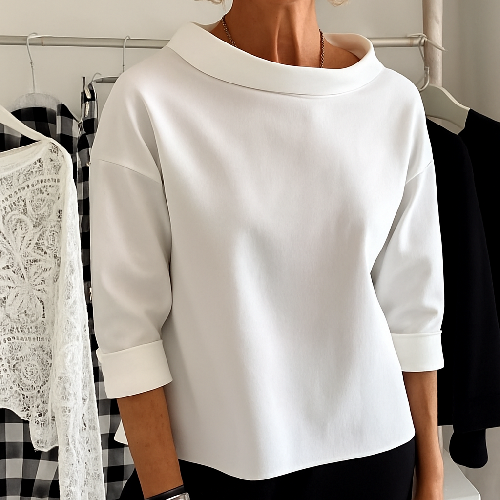 Women's casual pullover sweatshirt for spring comfort. Stylish long sleeve top with relaxed fit & half collar.