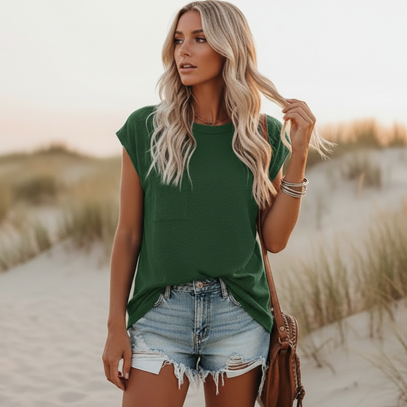 Soft women's short sleeve round neck t-shirt, comfortable and casual for daily wear.