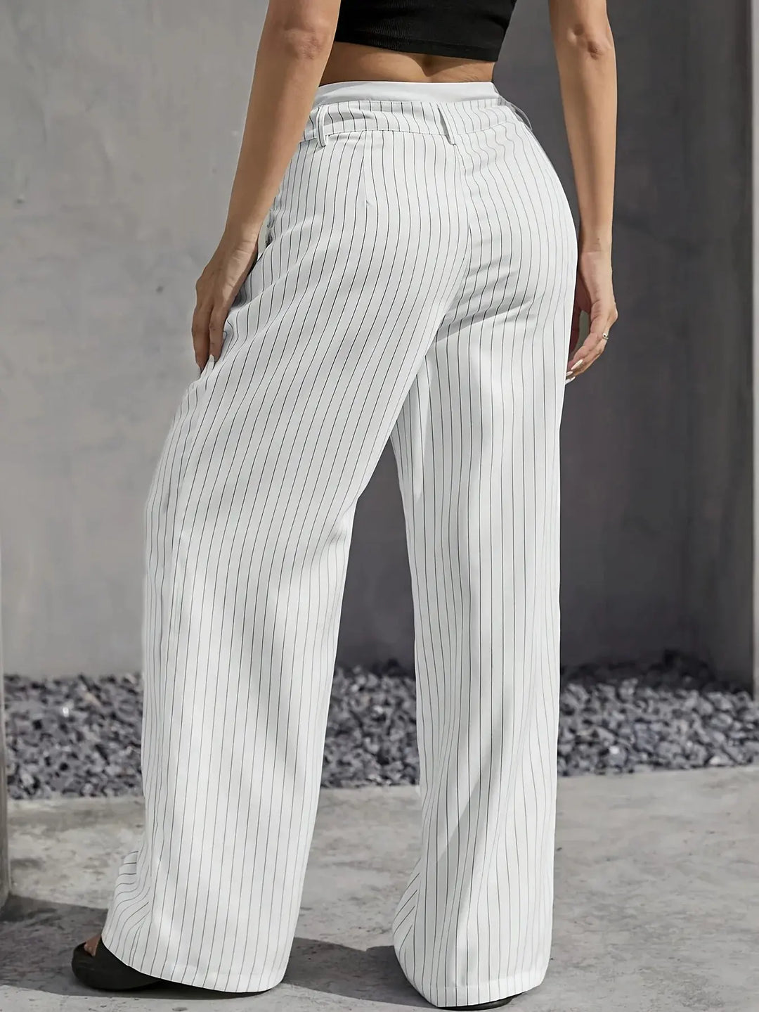 Soft & stylish women's casual wide leg striped pants, great for versatile fashion and everyday wear.