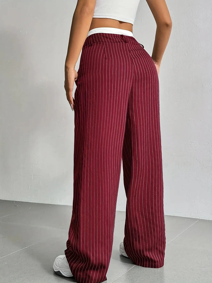 Versatile women's casual striped wide leg pants, perfect for multiple everyday outfits.