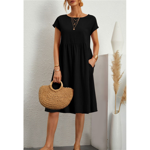 Comfortable women's summer midi dress, perfect for casual everyday wear with a flattering design.