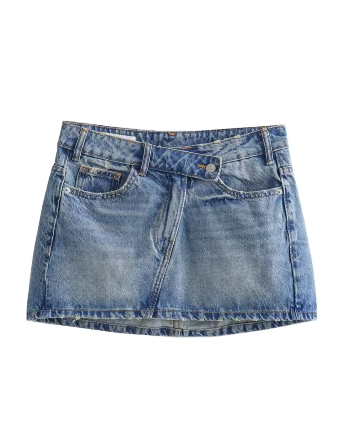 Women's chic asymmetric waist denim mini skirt, perfect for modern casual wear & summer fashion.
