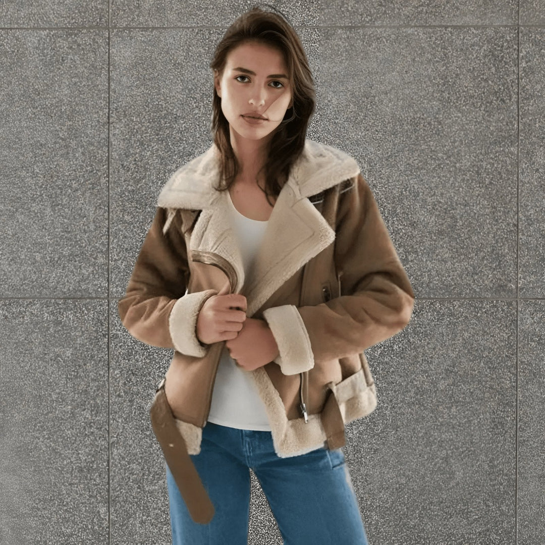 Women's Chic Aviator Bomber Jacket, a fashionable outerwear for fall and winter style.