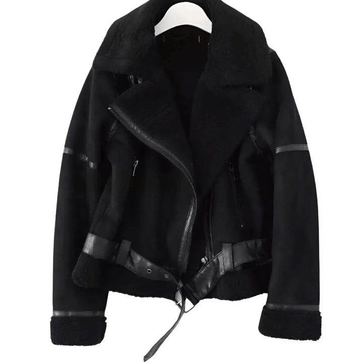 Back view of a stylish women's bomber jacket, perfect for fall and winter fashion outerwear.