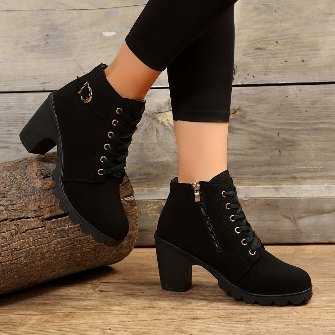 Stylish women's buckle ankle boots with sturdy block heel. Perfect for a chic look & everyday comfort.
