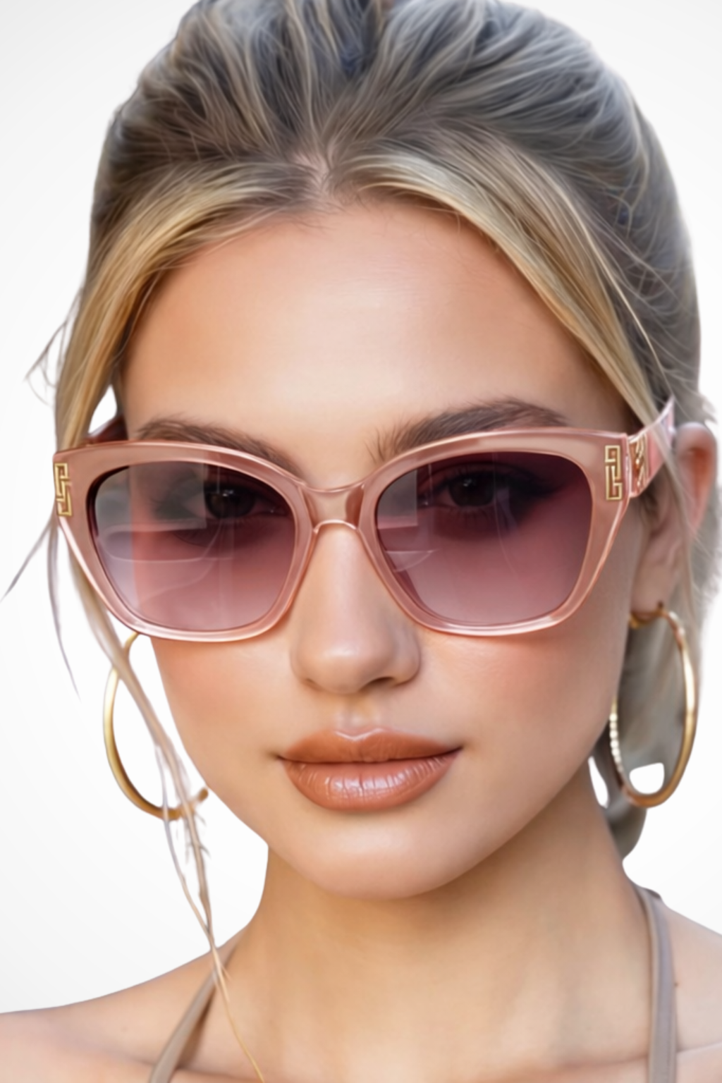UV-protective women's cat eye sunglasses, stylish and chic with unique gold accents.