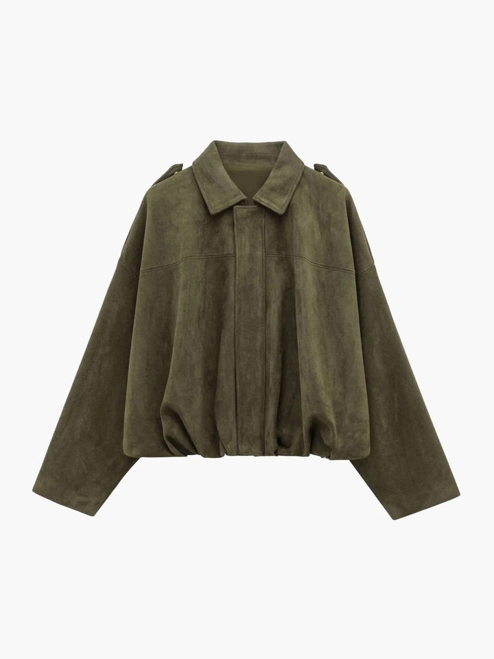 Women's chic collared bomber jacket, perfect for versatile spring and fall casual elegance and style.
