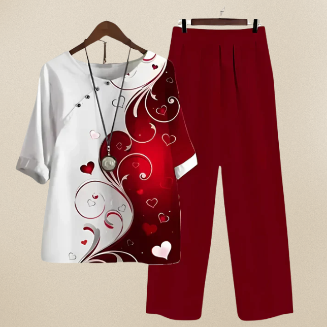 Complete women's summer outfit: chic and comfortable shirt & trouser matching set. Effortless style.