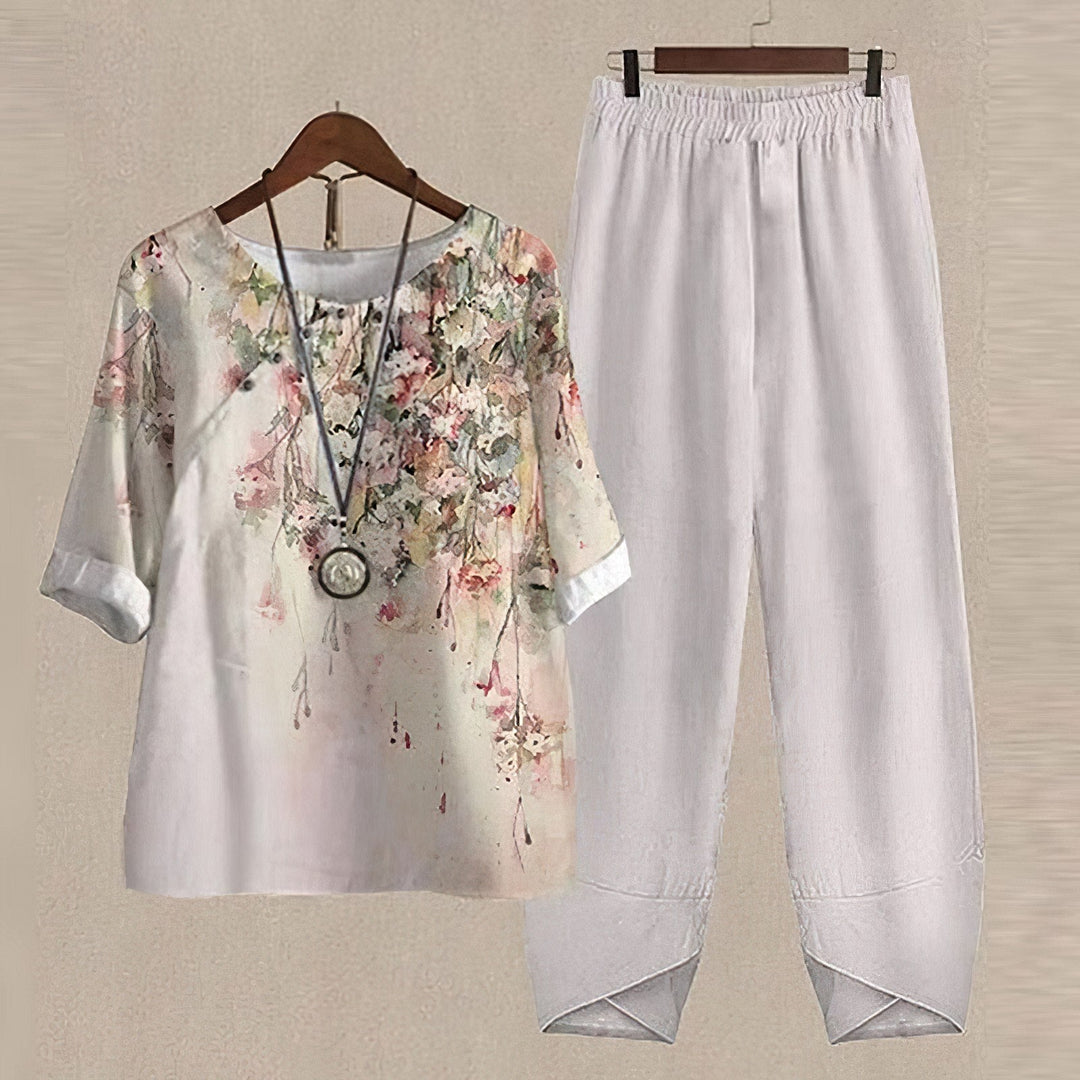 Versatile women's matching shirt and trouser set, ideal for spring fashion & casual summer outfits.