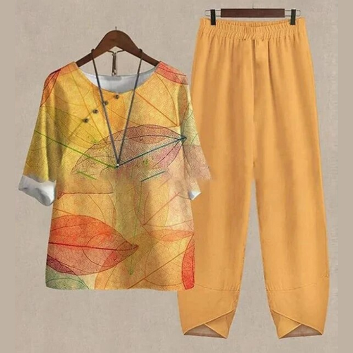 Modern women's casual shirt and trouser set, a chic and comfy two-piece for summer fashion.