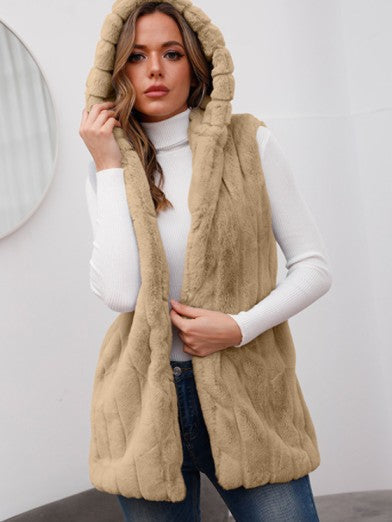 Women's chic hooded winter jacket, offering cozy warmth & stylish design for fall & everyday wear.