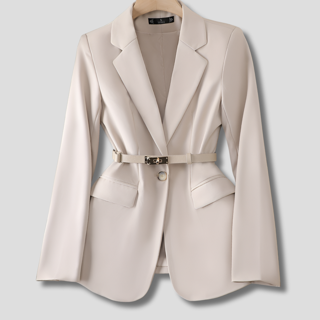 Women's chic loose fit blazer in a neutral tone, perfect for versatile office wear or stylish casual outings.