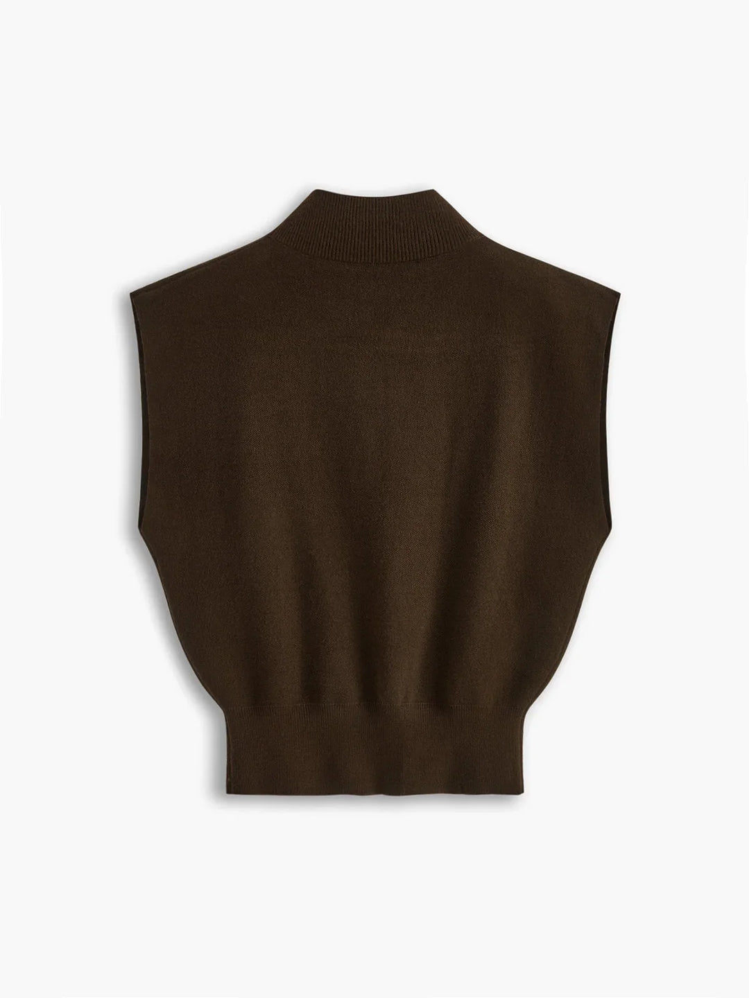Women's chic mock-neck top, padded shoulders, cap sleeves. Elegant for everyday & office.