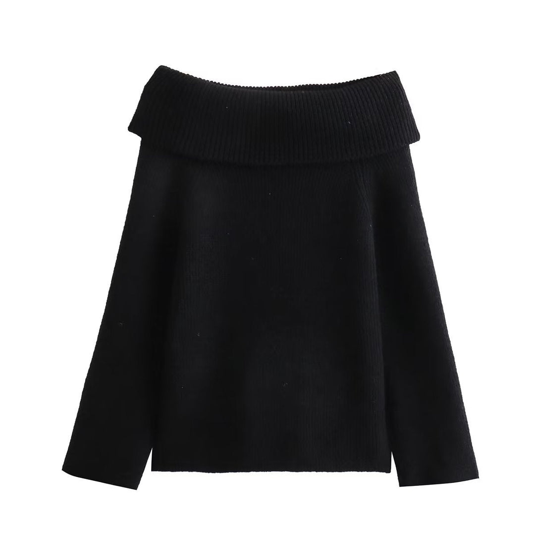 Comfortable women's off-shoulder pullover sweater, perfect casual knitwear for autumn & winter.