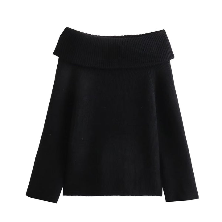 Comfortable women's off-shoulder pullover sweater, perfect casual knitwear for autumn & winter.