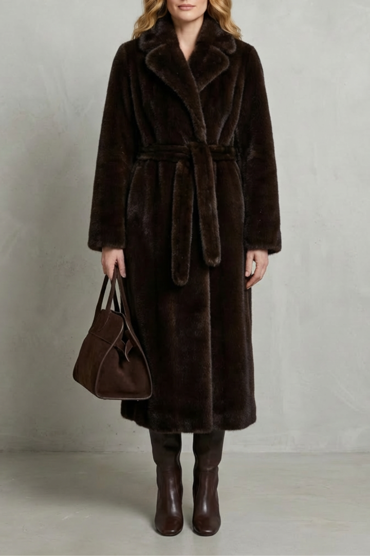 Women's chic oversized long coat in black, perfect for elegant winter fashion and warmth.