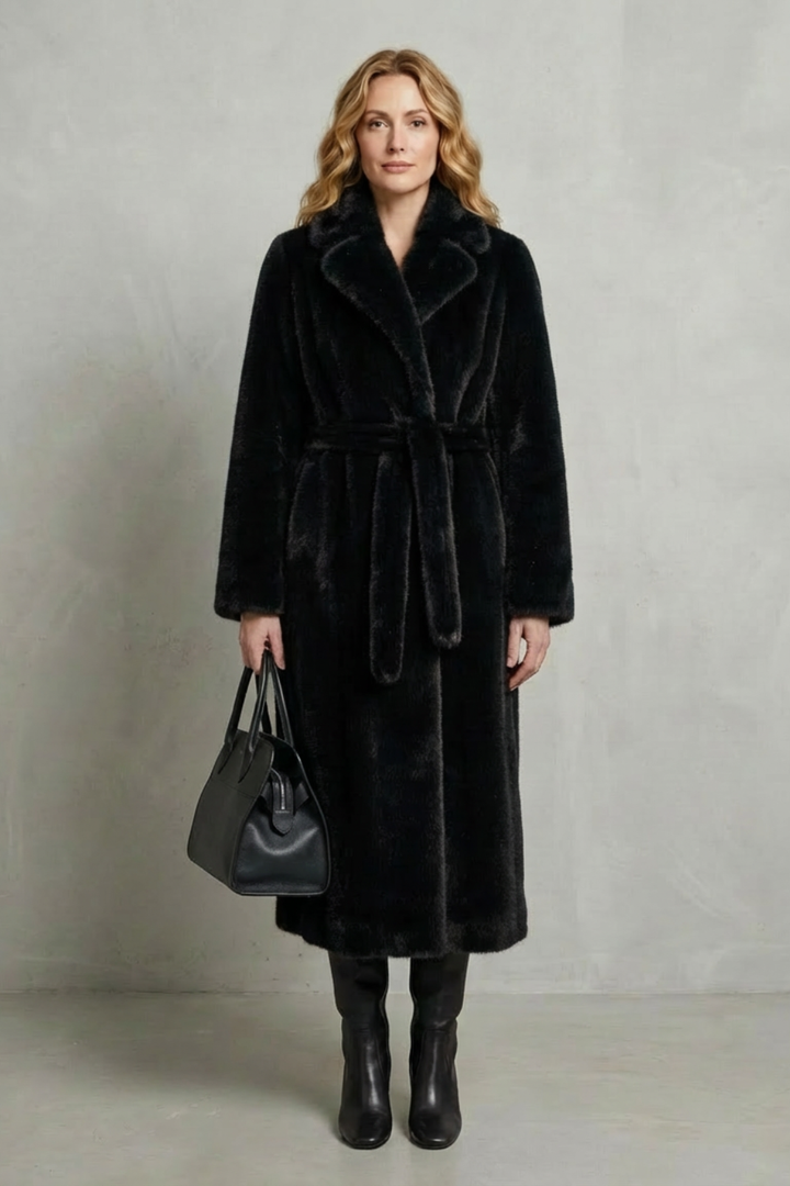 Stylish women's oversized long coat, perfect for staying warm and fashionable in winter.