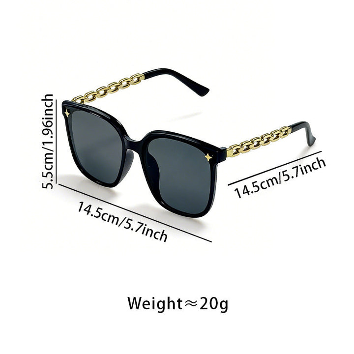 Fashionable women's oversized sunglasses, providing essential UV protection.