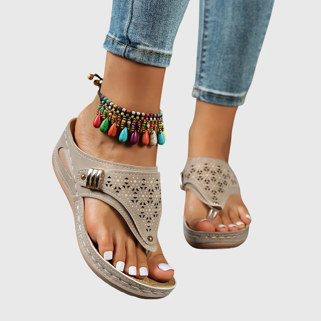 Women's contemporary platform slip-on sandals, providing style & comfortable support for summer.