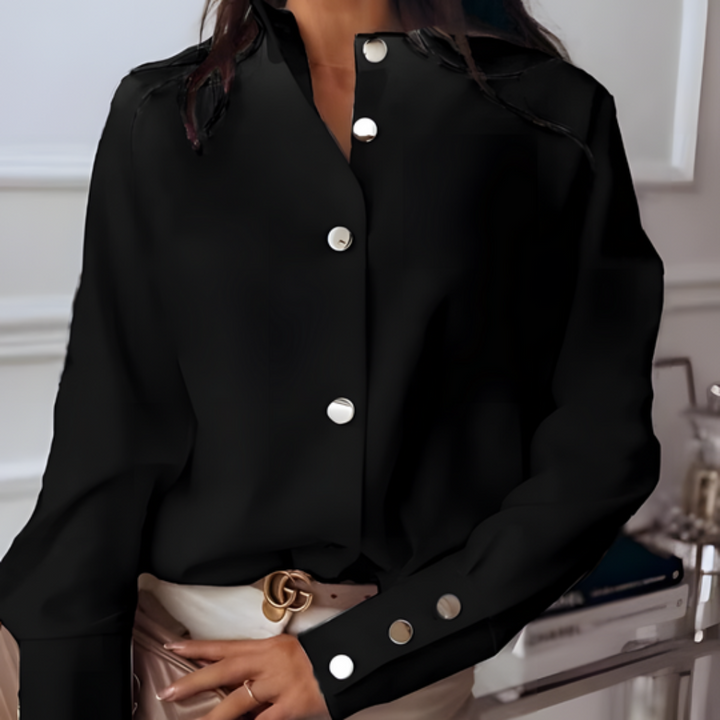 Women's chic quilted button-down shirt. Relaxed fit, long sleeve top. Versatile for casual layering & everyday style.
