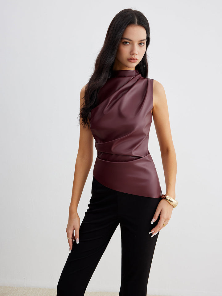 Elegant women's sleeveless high neck top. Chic summer fashion, comfortable for modern style & versatile wear.