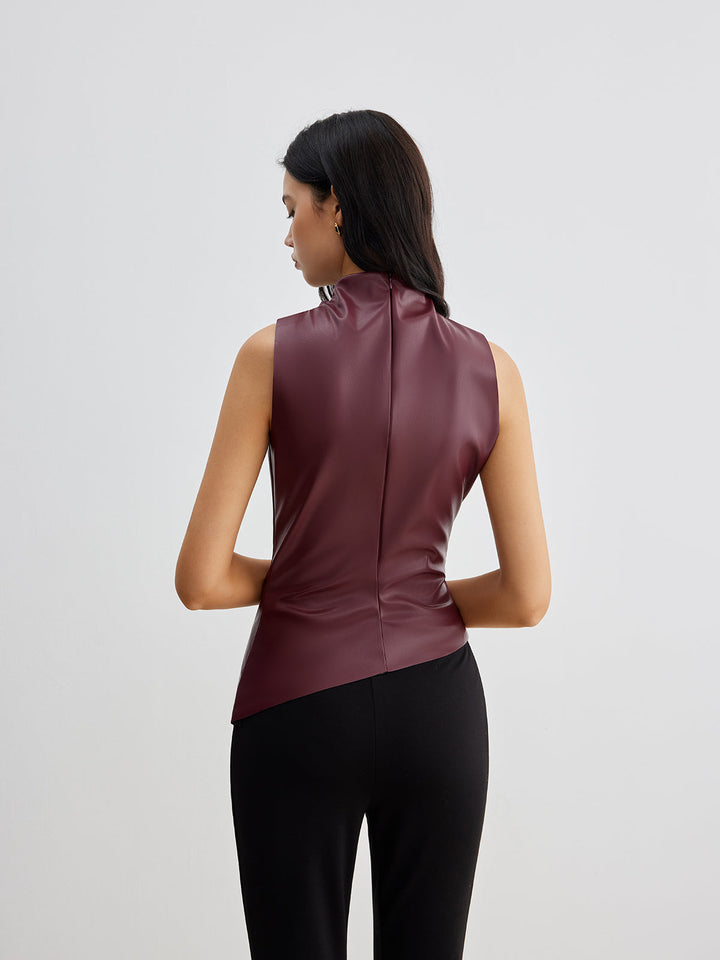 Modern sleeveless high neck top for women. A chic summer essential, versatile for everyday fashion.