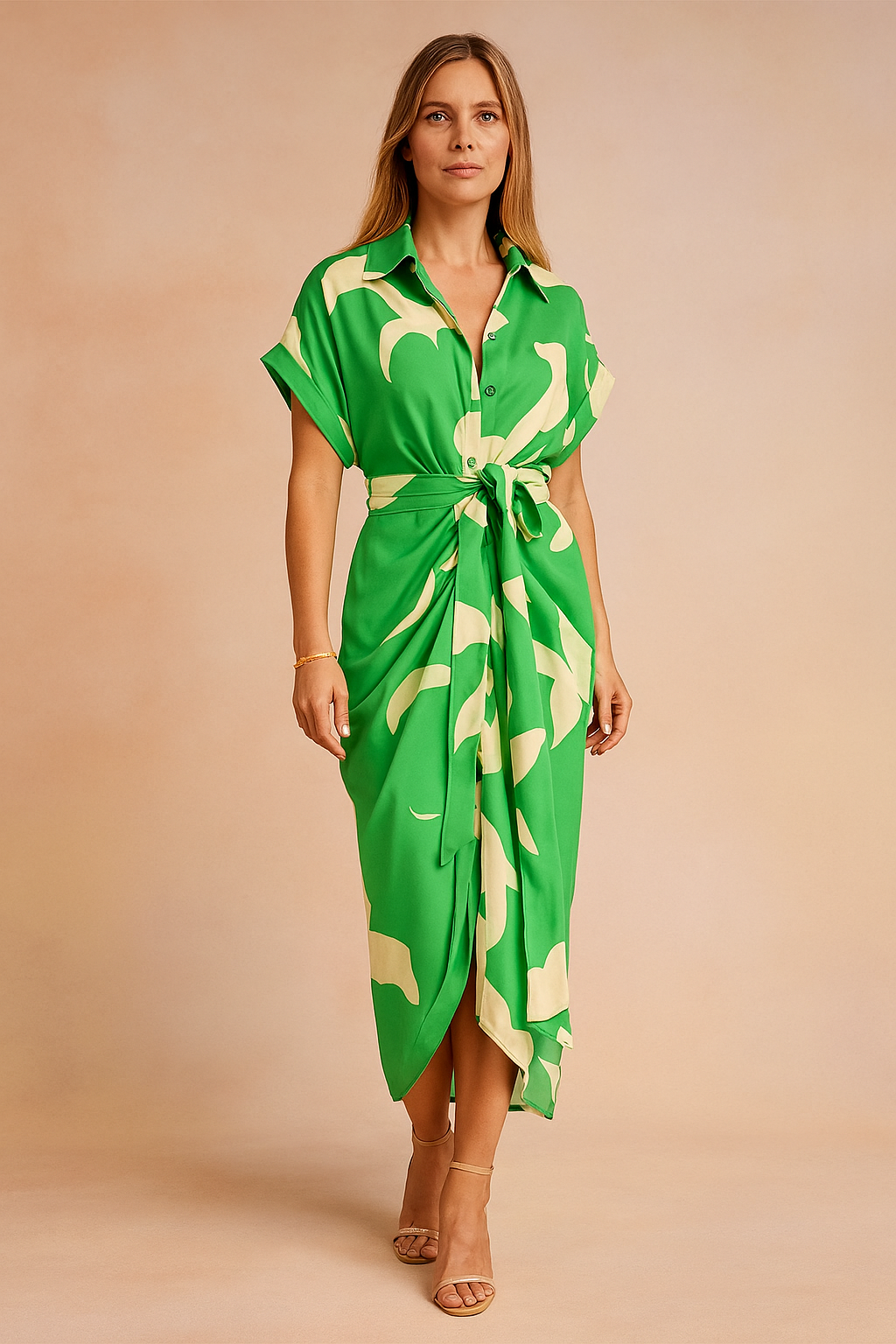 Women's chic summer maxi dress with elegant bow detail on the back, flowing fabric perfect for vacation or casual wear.