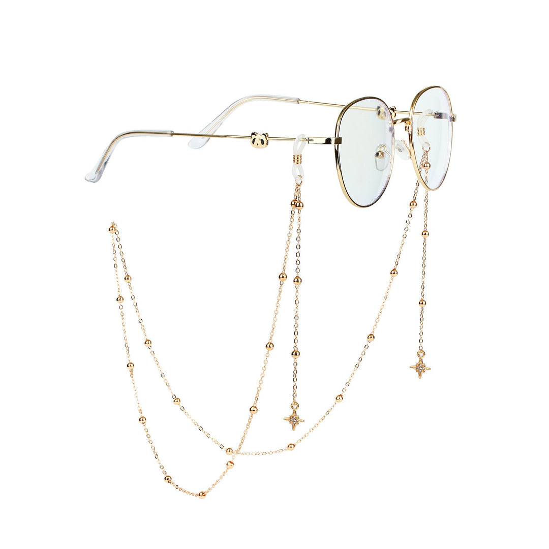 Trendy women's sunglasses holder, a chic accessory and secure eyewear chain.
