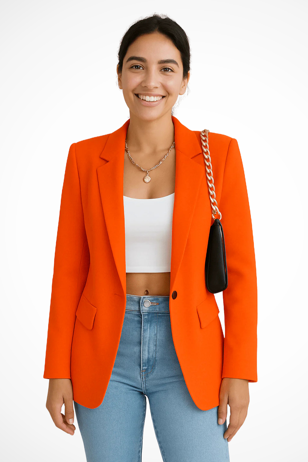 Polished women's tailored blazer, sophisticated style for professional wear & versatile fashion looks.