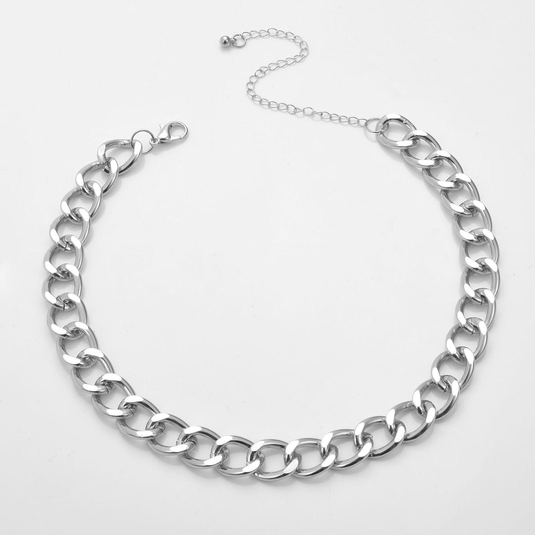 Adjustable chunky gold link chain necklace for women, tarnish-resistant statement jewelry, enhances any outfit.