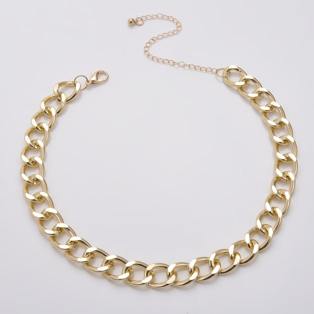 Elegant women's chunky gold link chain necklace, a stylish and tarnish-resistant fashion accessory for her.