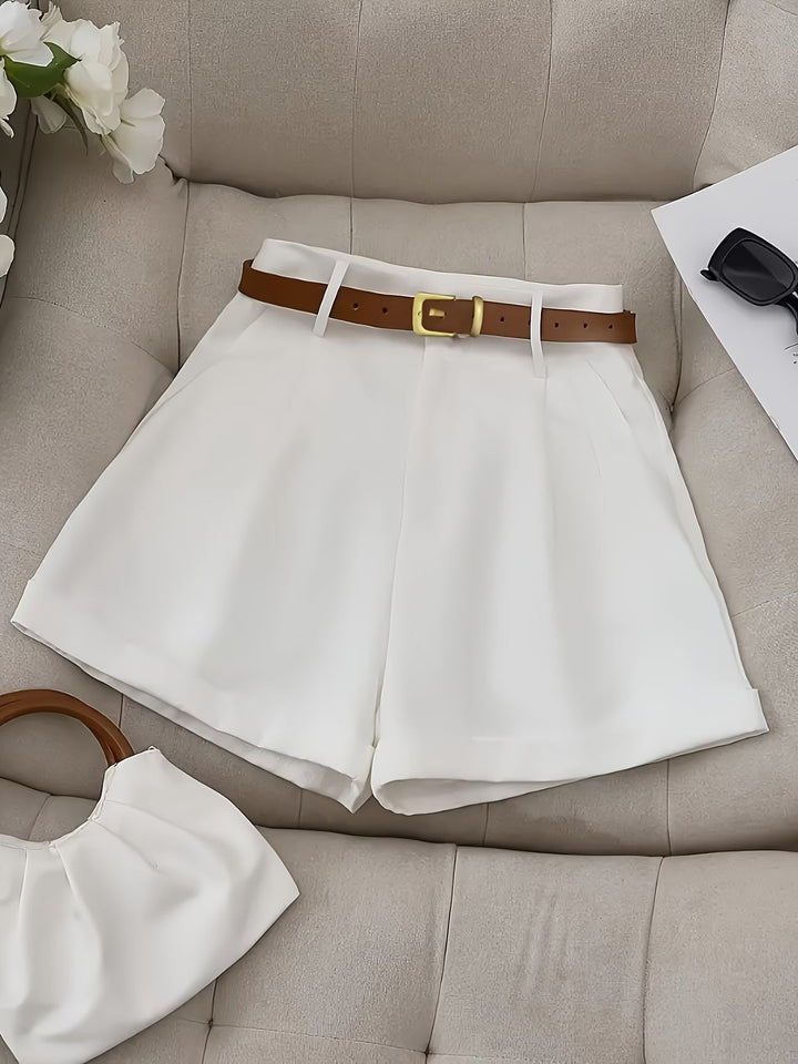 Women's classic belted shorts for effortless everyday style. Comfortable and versatile tailored ladies' fashion for summer.