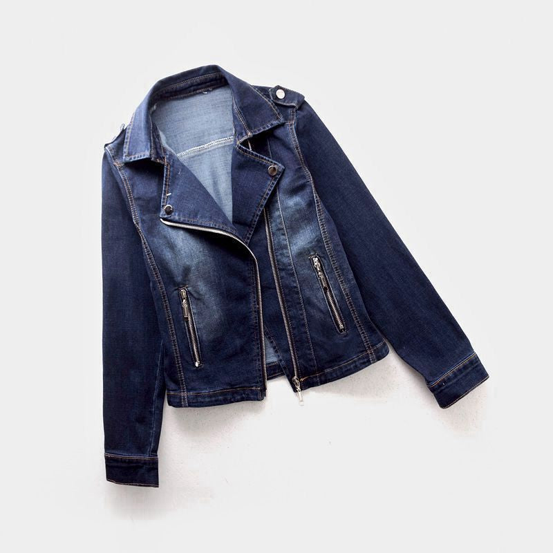 Timeless women's classic blue denim jacket, offering effortless style & essential versatile outerwear.