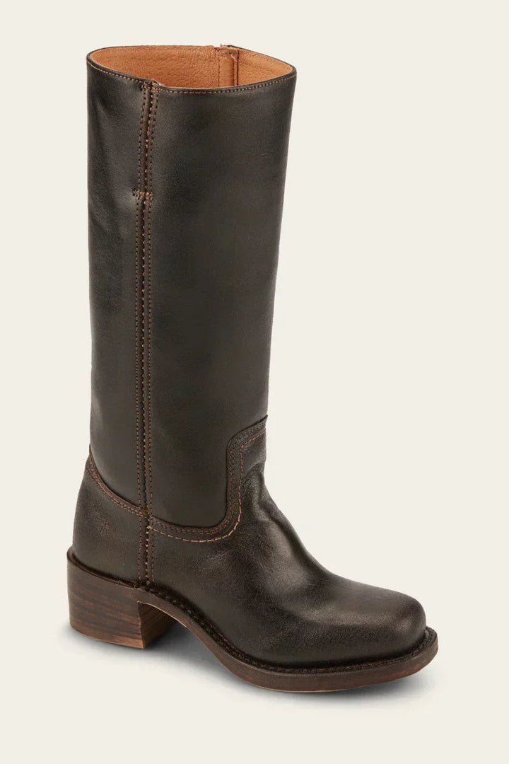 Women's casual black cowboy boots, ideal for festivals. Features pointed toe & comfortable angled heel.