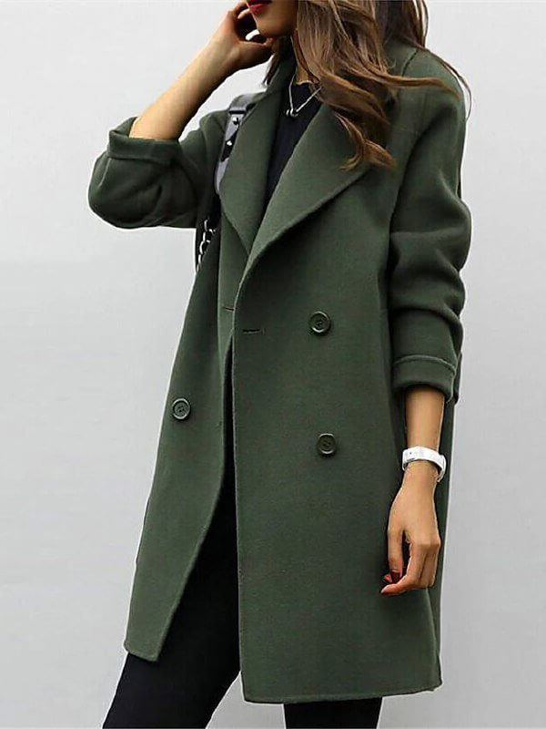 Women's classic double-breasted winter coat in a chic style, perfect elegant outerwear for cold weather.