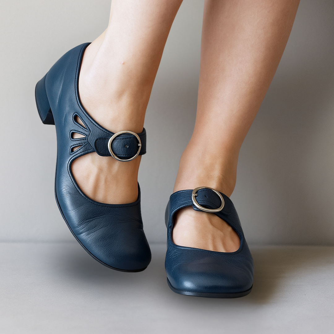 Women's elegant Mary Jane shoes with a sturdy block heel, adjustable buckle strap, perfect for comfort & style.