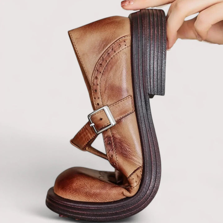 Stylish women's Mary Jane flats with brogue accents, versatile footwear for both casual comfort and elegant occasions.
