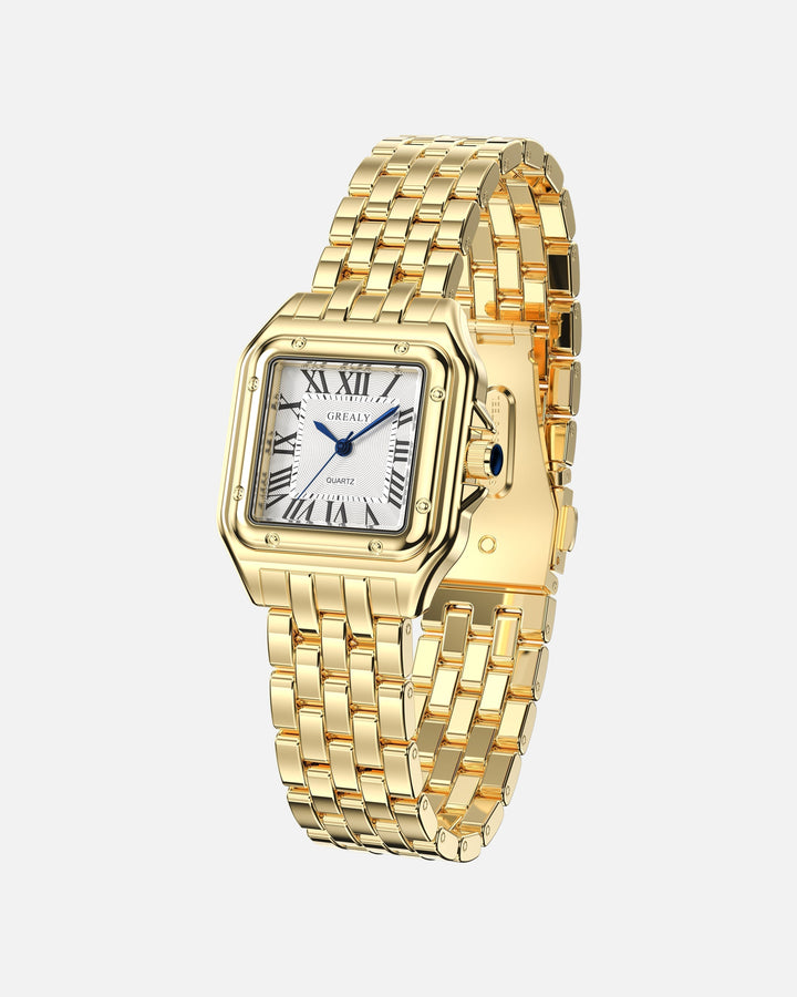 Back view of Women's Elegant Quartz Watch, featuring comfortable adjustable band and sleek vintage case design.