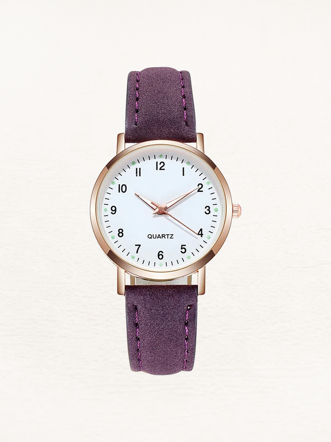 Women's classic round dial leather strap watch, an elegant and minimalist accessory for everyday stylish wear.