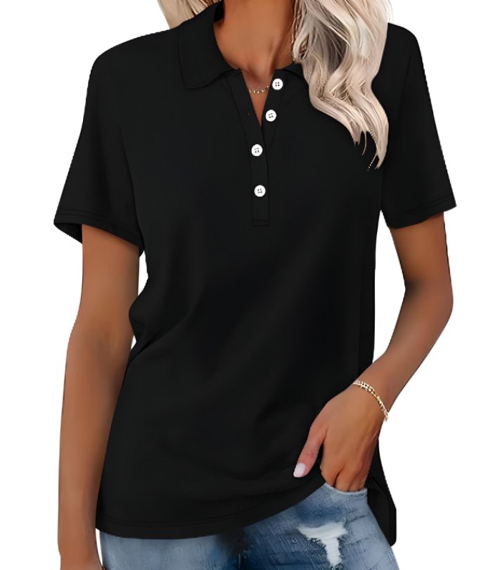 Casual women's short sleeve polo shirt, pure cotton for ultimate comfort and style.