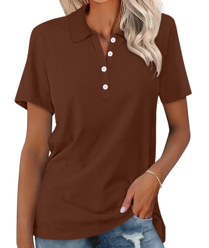Classic women's short sleeve polo in pure cotton, perfect for a chic casual look.
