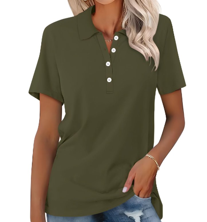 Everyday women's polo shirt, short sleeve design in breathable cotton for versatility.