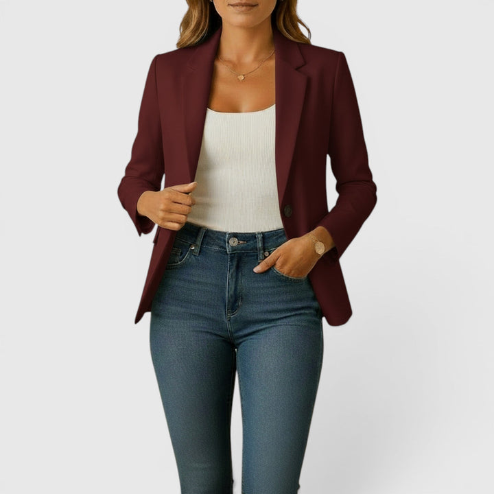 Sophisticated women's stretch blazer, an elegant tailored jacket for modern business and casual wear.