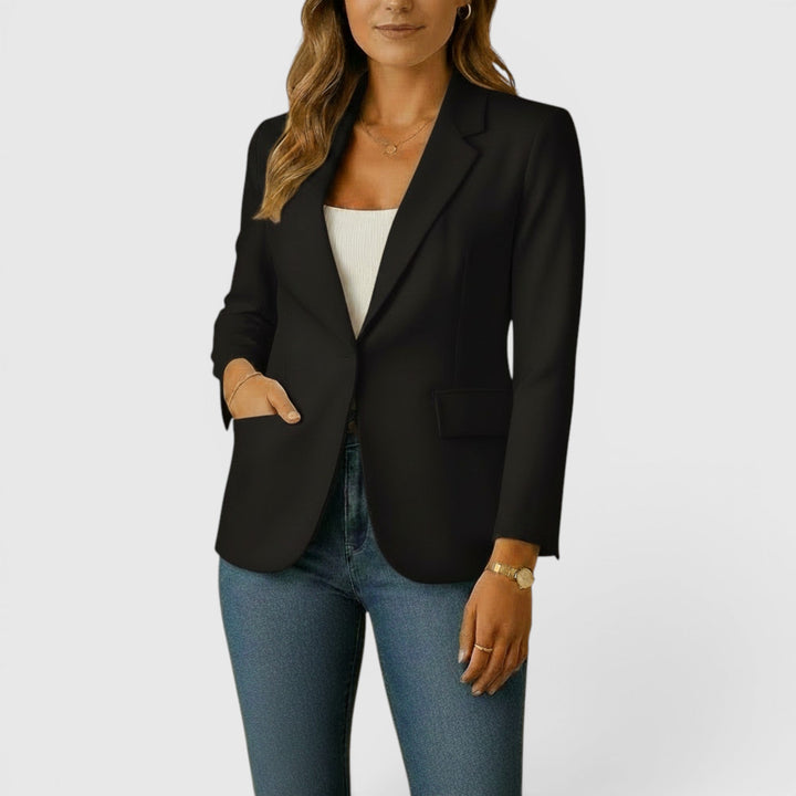 Elegant women's stretch blazer, tailored fit for a flattering and sophisticated professional silhouette.