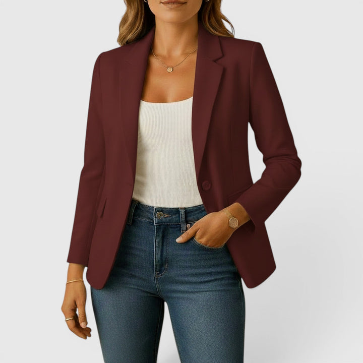 Comfortable women's classic blazer, a versatile stretch jacket for professional business attire.