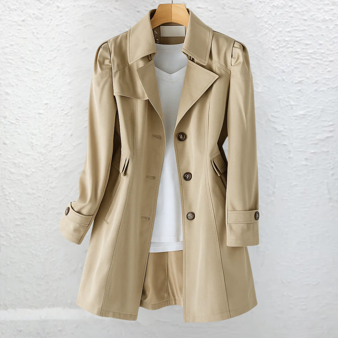 Women's classic vintage trench coat, perfect for elegant fall & spring outerwear.